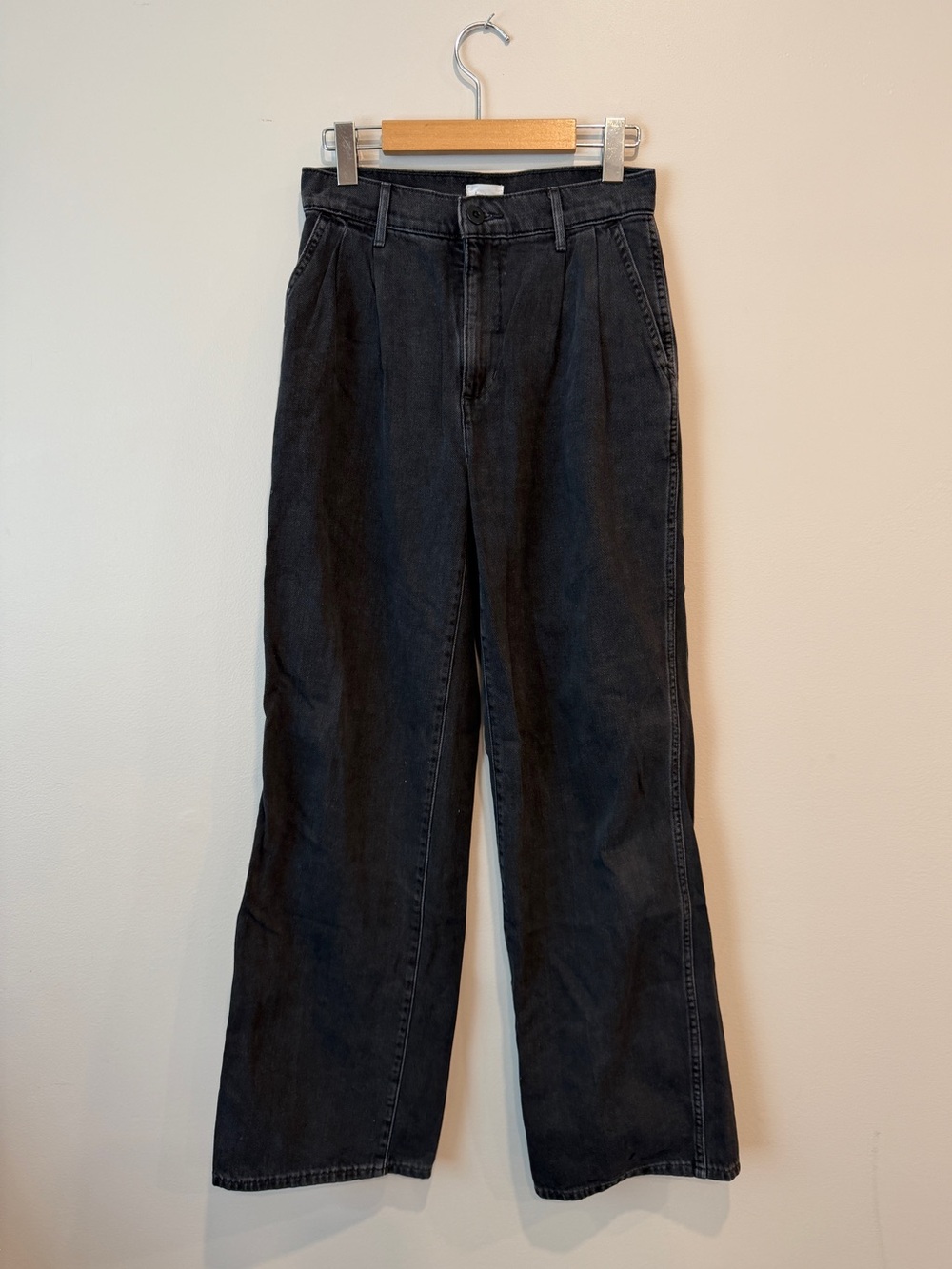 Aritzia Wilfred Free Jeans Faded Black Pleated Wide Leg Jeans 2